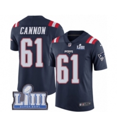 Youth Nike New England Patriots #61 Marcus Cannon Limited Navy Blue Rush Vapor Untouchable Super Bowl LIII Bound NFL Jersey