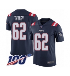 Men's New England Patriots #62 Joe Thuney Limited Navy Blue Rush Vapor Untouchable 100th Season Football Jersey