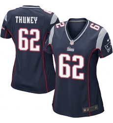 Women's Nike New England Patriots #62 Joe Thuney Game Navy Blue Team Color NFL Jersey