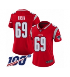 Women's New England Patriots #69 Shaq Mason Limited Red Inverted Legend 100th Season Football Jersey