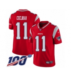 Youth New England Patriots #11 Julian Edelman Limited Red Inverted Legend 100th Season Football Jersey