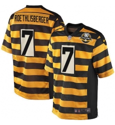 Youth Nike Pittsburgh Steelers #7 Ben Roethlisberger Elite Yellow/Black Alternate 80TH Anniversary Throwback NFL Jersey