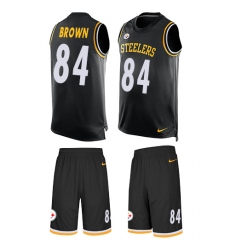 Men's Nike Pittsburgh Steelers #84 Antonio Brown Limited Black Tank Top Suit NFL Jersey