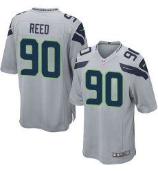 Men's Nike Seattle Seahawks #90 Jarran Reed Game Grey Alternate NFL Jersey