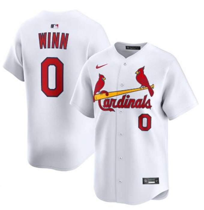 Men's St. Louis Cardinals #0 Masyn Winn White Home Limited Stitched Baseball Jersey