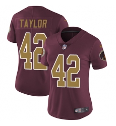 Women's Nike Washington Redskins #42 Charley Taylor Burgundy Red/Gold Number Alternate 80TH Anniversary Vapor Untouchable Limited Player NFL Jersey