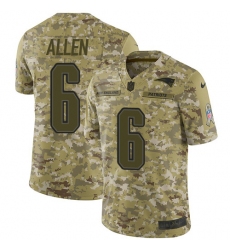 Men's Nike New England Patriots #6 Ryan Allen Limited Camo 2018 Salute to Service NFL Jersey