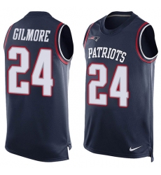 Men's Nike New England Patriots #24 Stephon Gilmore Limited Navy Blue Player Name & Number Tank Top NFL Jersey