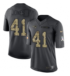 Youth Nike New England Patriots #41 Cyrus Jones Limited Black 2016 Salute to Service NFL Jersey