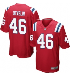 Men's Nike New England Patriots #46 James Develin Game Red Alternate NFL Jersey