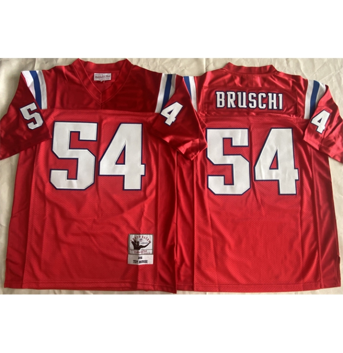 Men's New England Patriots #54 Tedy Bruschi Red Throwback Stitched Football Jersey