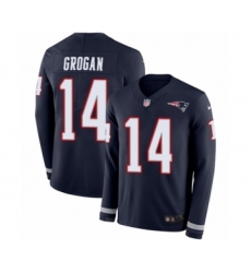 Youth Nike New England Patriots #14 Steve Grogan Limited Navy Blue Therma Long Sleeve NFL Jersey