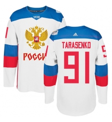 Men's Adidas Team Russia #91 Vladimir Tarasenko Authentic White Home 2016 World Cup of Hockey Jersey
