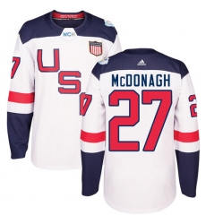 Men's Adidas Team USA #27 Ryan McDonagh Premier White Home 2016 World Cup Ice Hockey Jersey
