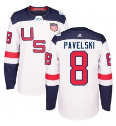 Men's Adidas Team USA #8 Joe Pavelski Premier White Home 2016 World Cup Ice Hockey Jersey