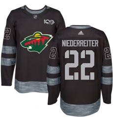 Men's Adidas Minnesota Wild #22 Nino Niederreiter Premier Black 1917-2017 100th Anniversary NHL Jersey