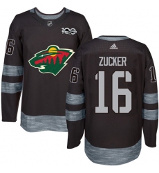 Men's Adidas Minnesota Wild #16 Jason Zucker Premier Black 1917-2017 100th Anniversary NHL Jersey