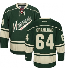 Men's Reebok Minnesota Wild #64 Mikael Granlund Premier Green Third NHL Jersey