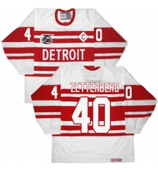 Men's CCM Detroit Red Wings #40 Henrik Zetterberg Premier White 75TH Throwback NHL Jersey