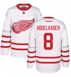 Men's Reebok Detroit Red Wings #8 Justin Abdelkader Premier White 2017 Centennial Classic NHL Jersey