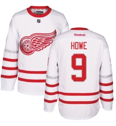 Men's Reebok Detroit Red Wings #9 Gordie Howe Premier White 2017 Centennial Classic NHL Jersey