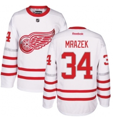 Men's Reebok Detroit Red Wings #34 Petr Mrazek Authentic White 2017 Centennial Classic NHL Jersey