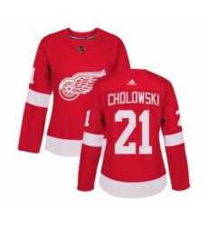 Women's Adidas Detroit Red Wings #21 Dennis Cholowski Premier Red Home NHL Jersey