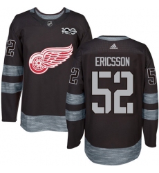 Men's Adidas Detroit Red Wings #52 Jonathan Ericsson Premier Black 1917-2017 100th Anniversary NHL Jersey