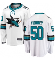 Youth San Jose Sharks #50 Chris Tierney Fanatics Branded White Away Breakaway NHL Jersey
