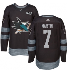 Men's Adidas San Jose Sharks #7 Paul Martin Premier Black 1917-2017 100th Anniversary NHL Jersey