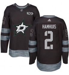 Men's Adidas Dallas Stars #2 Dan Hamhuis Authentic Black 1917-2017 100th Anniversary NHL Jersey