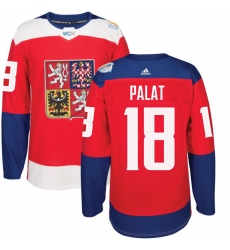 Men's Adidas Team Czech Republic #18 Ondrej Palat Premier Red Away 2016 World Cup of Hockey Jersey