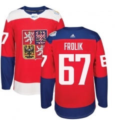 Men's Adidas Team Czech Republic #67 Michael Frolik Premier Red Away 2016 World Cup of Hockey Jersey