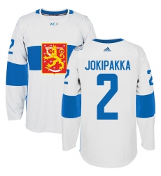 Men's Adidas Team Finland #2 Jyrki Jokipakka Authentic White Home 2016 World Cup of Hockey Jersey