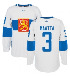 Men's Adidas Team Finland #3 Olli Maatta Authentic White Home 2016 World Cup of Hockey Jersey