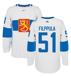 Men's Adidas Team Finland #51 Valtteri Filppula Authentic White Home 2016 World Cup of Hockey Jersey