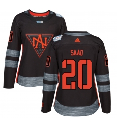 Women's Adidas Team North America #20 Brandon Saad Authentic Black Away 2016 World Cup of Hockey Jersey