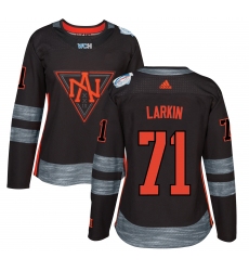 Women's Adidas Team North America #71 Dylan Larkin Authentic Black Away 2016 World Cup of Hockey Jersey