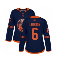 Women's Edmonton Oilers #6 Adam Larsson Authentic Navy Blue Alternate Hockey Jersey