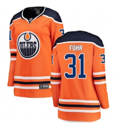 Women's Edmonton Oilers #31 Grant Fuhr Fanatics Branded Orange Home Breakaway NHL Jersey