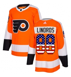Men's Adidas Philadelphia Flyers #88 Eric Lindros Authentic Orange USA Flag Fashion NHL Jersey