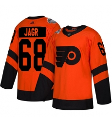 Men's Adidas Philadelphia Flyers #68 Jaromir Jagr Orange Authentic 2019 Stadium Series Stitched NHL Jersey