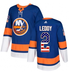 Men's Adidas New York Islanders #2 Nick Leddy Authentic Royal Blue USA Flag Fashion NHL Jersey