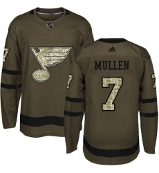 Youth Adidas St. Louis Blues #7 Joe Mullen Authentic Green Salute to Service NHL Jersey