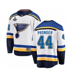 Men's St. Louis Blues #44 Chris Pronger Fanatics Branded White Away Breakaway 2019 Stanley Cup Champions Hockey Jersey