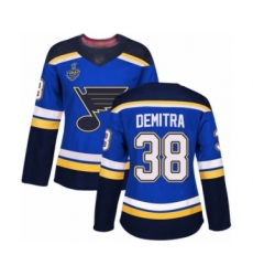 Women's St. Louis Blues #38 Pavol Demitra Authentic Royal Blue Home 2019 Stanley Cup Final Bound Hockey Jersey