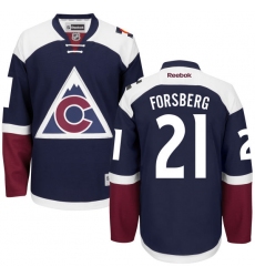 Women's Reebok Colorado Avalanche #21 Peter Forsberg Premier Blue Third NHL Jersey