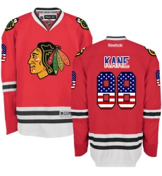 Men's Reebok Chicago Blackhawks #88 Patrick Kane Premier Red USA Flag Fashion NHL Jersey