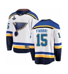 Youth St. Louis Blues #15 Robby Fabbri Fanatics Branded White Away Breakaway 2019 Stanley Cup Champions Hockey Jersey