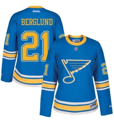 Women's Reebok St. Louis Blues #21 Patrik Berglund Premier Blue 2017 Winter Classic NHL Jersey